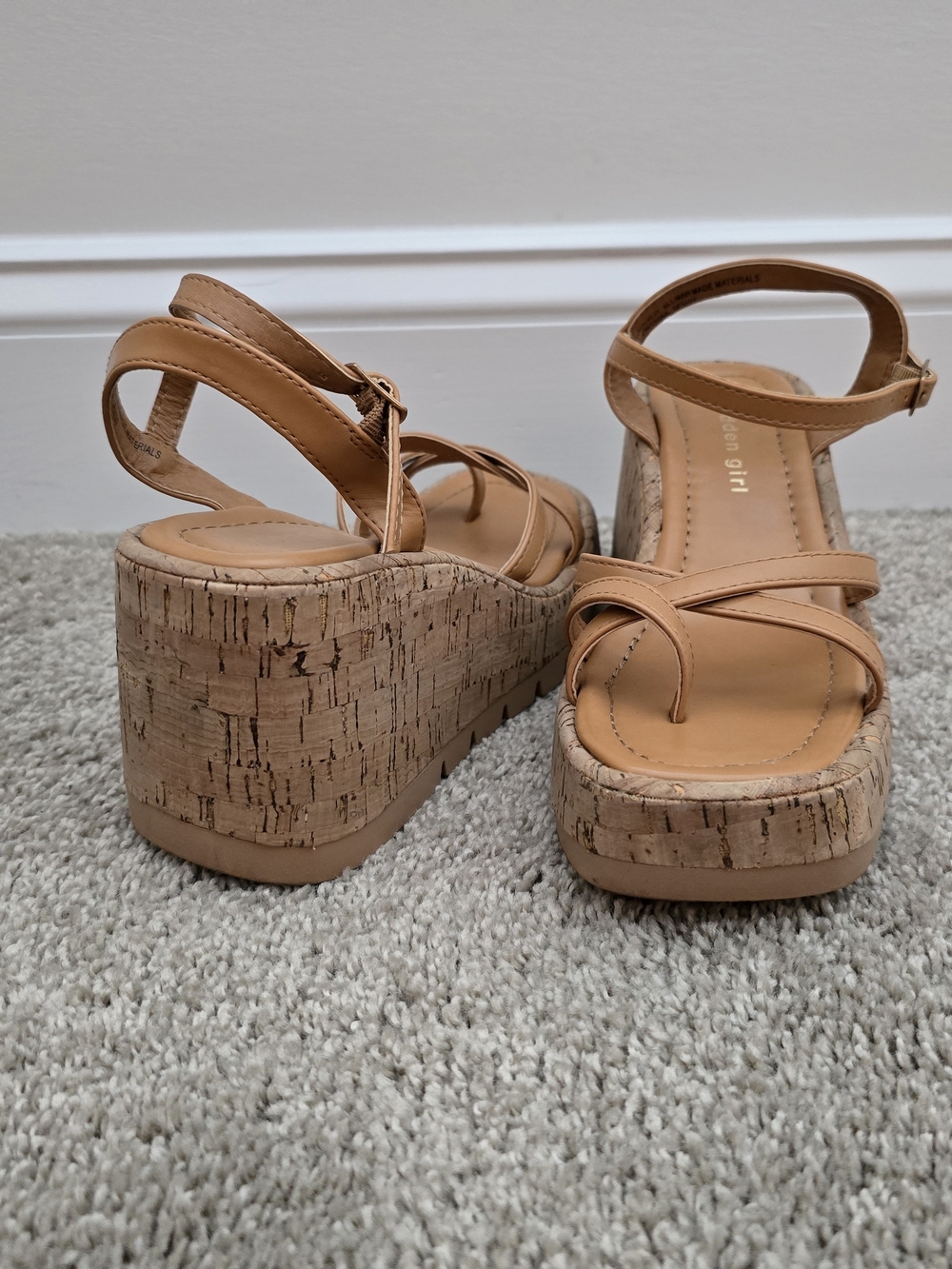 Madden Girl Tan Cork Platform Sandals - Picture 2 of 5